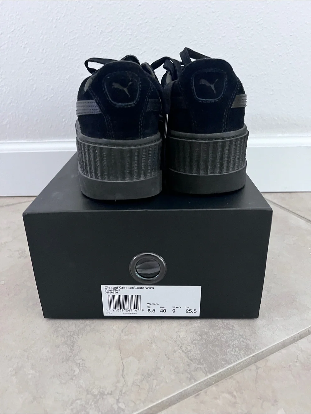 Puma Black Platform Cleated Suede Sneakers